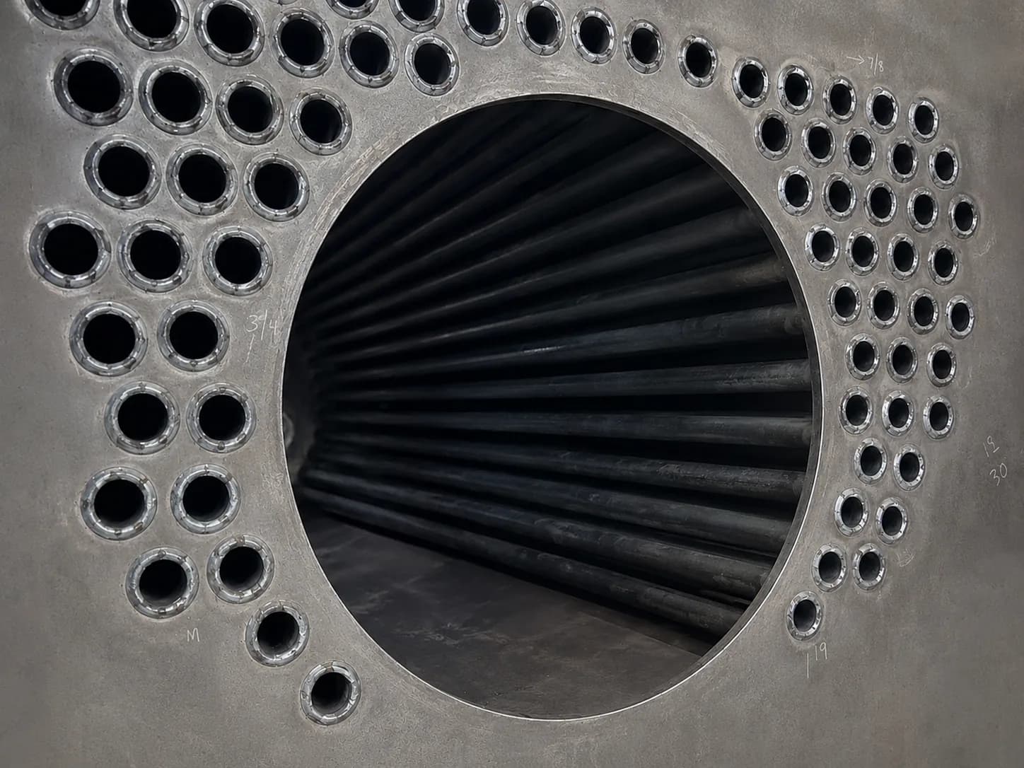 Tube bundle seen through the furnace tube opening