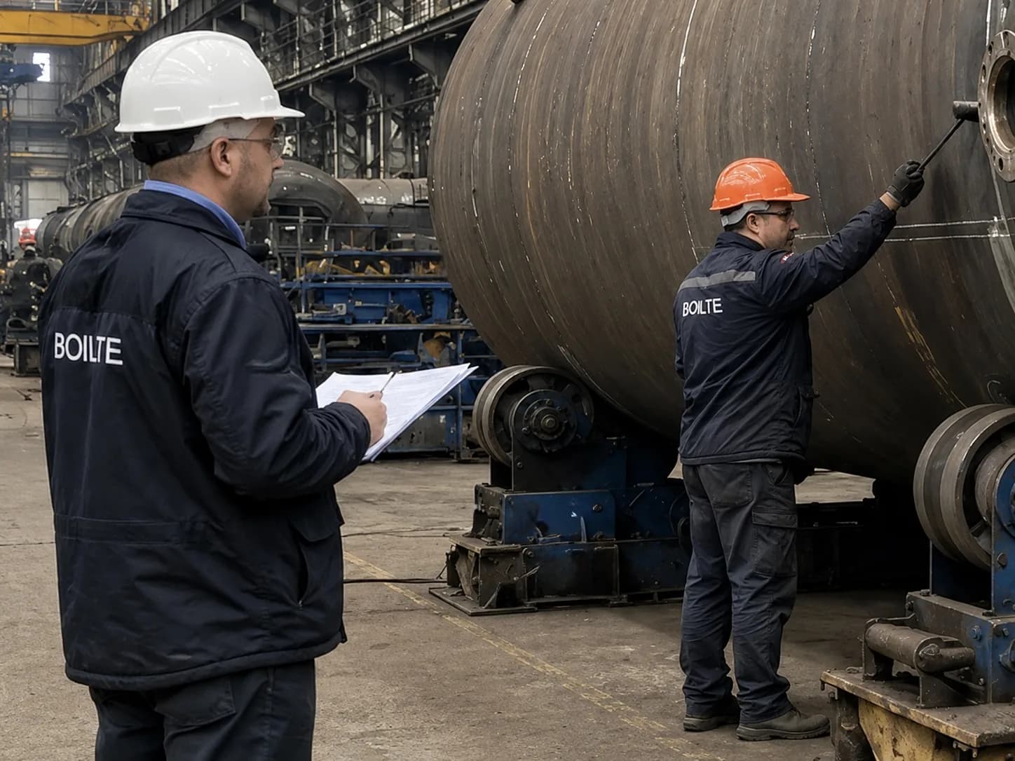 Inspector with a checklist during shell acceptance
