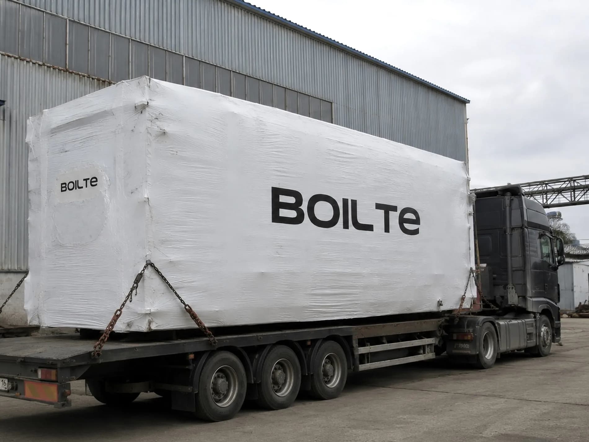 Boiler on a truck at the plant gate