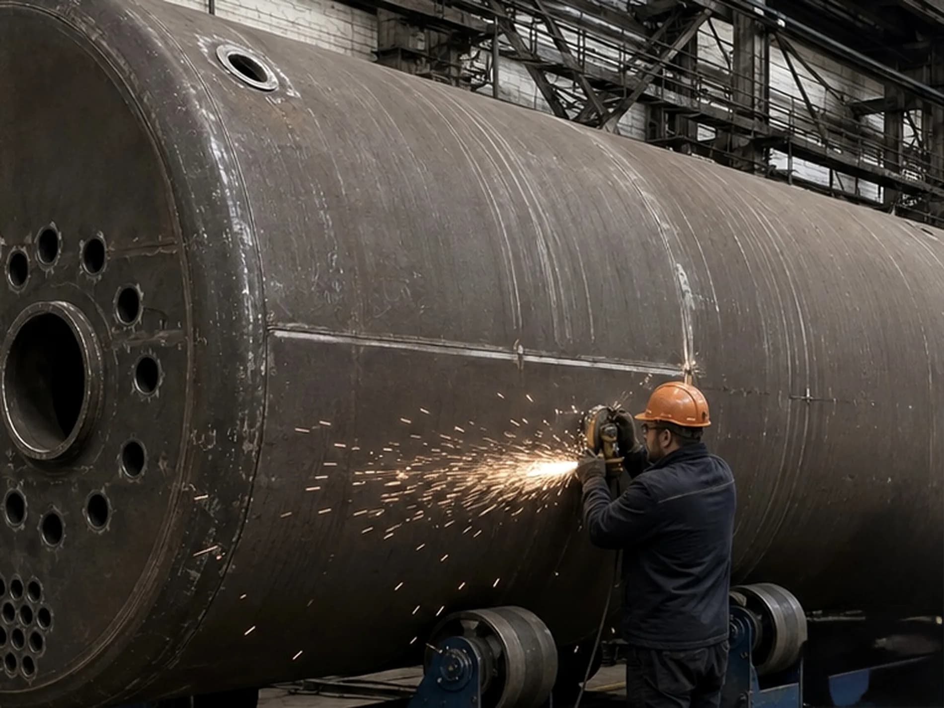 Grinding the shell welds